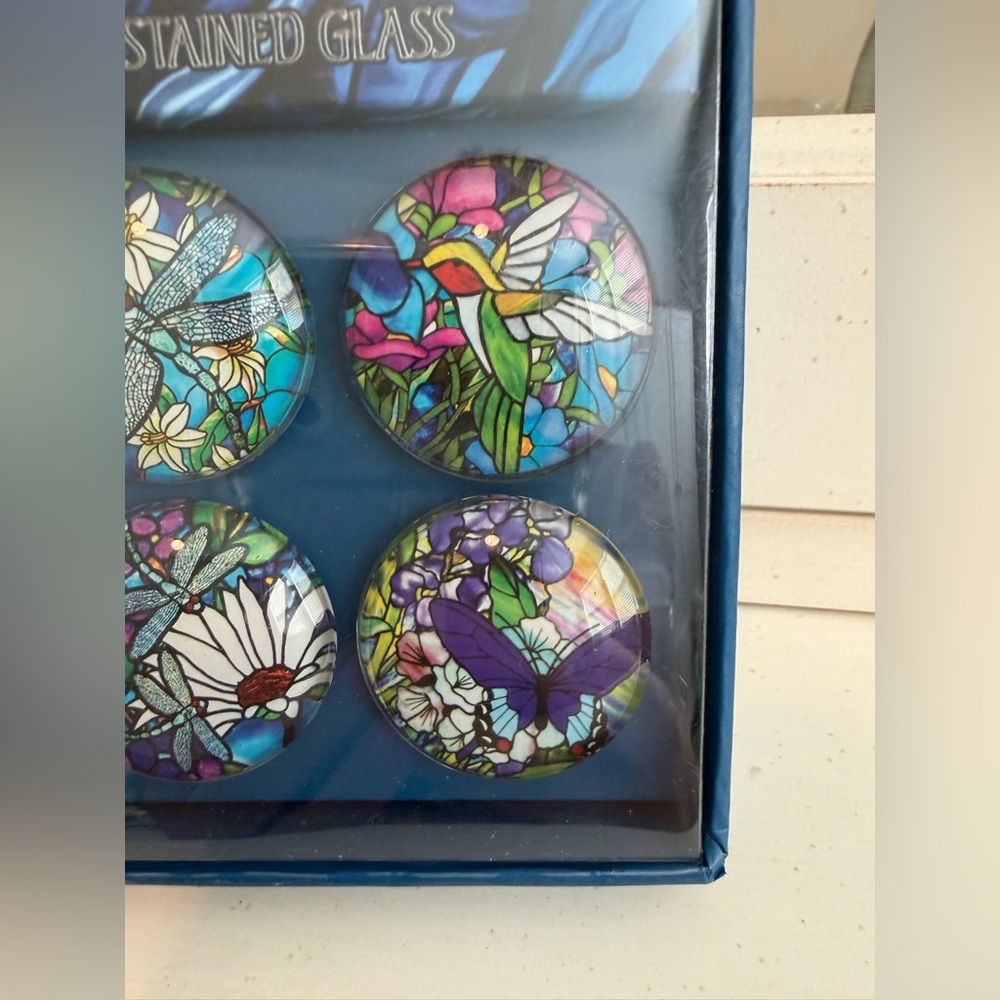 Bubble Magnets Stained Glass Set - Floral & Nature Designs NIB - Picture 2 of 7